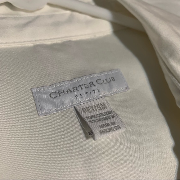 Charter Club Petite. White Jacket with Gold Button Detail. Size Petite Small. - Picture 2 of 14